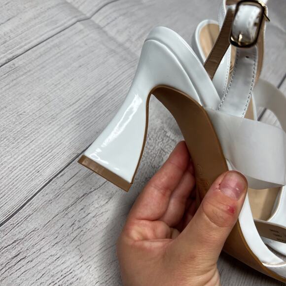 Dream Paris Heels White Slingback Open Toe Strappy Dress Sandals Shoes Size 7 - Picture 7 of 9